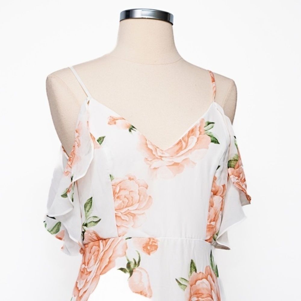 Lulu's White Maxi Dress with Blush Floral Print - Picture 8 of 12